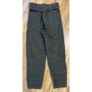 Women’s A.L.C. Olive Green Paper Bag Waist Belted Pants Size 6 *A1